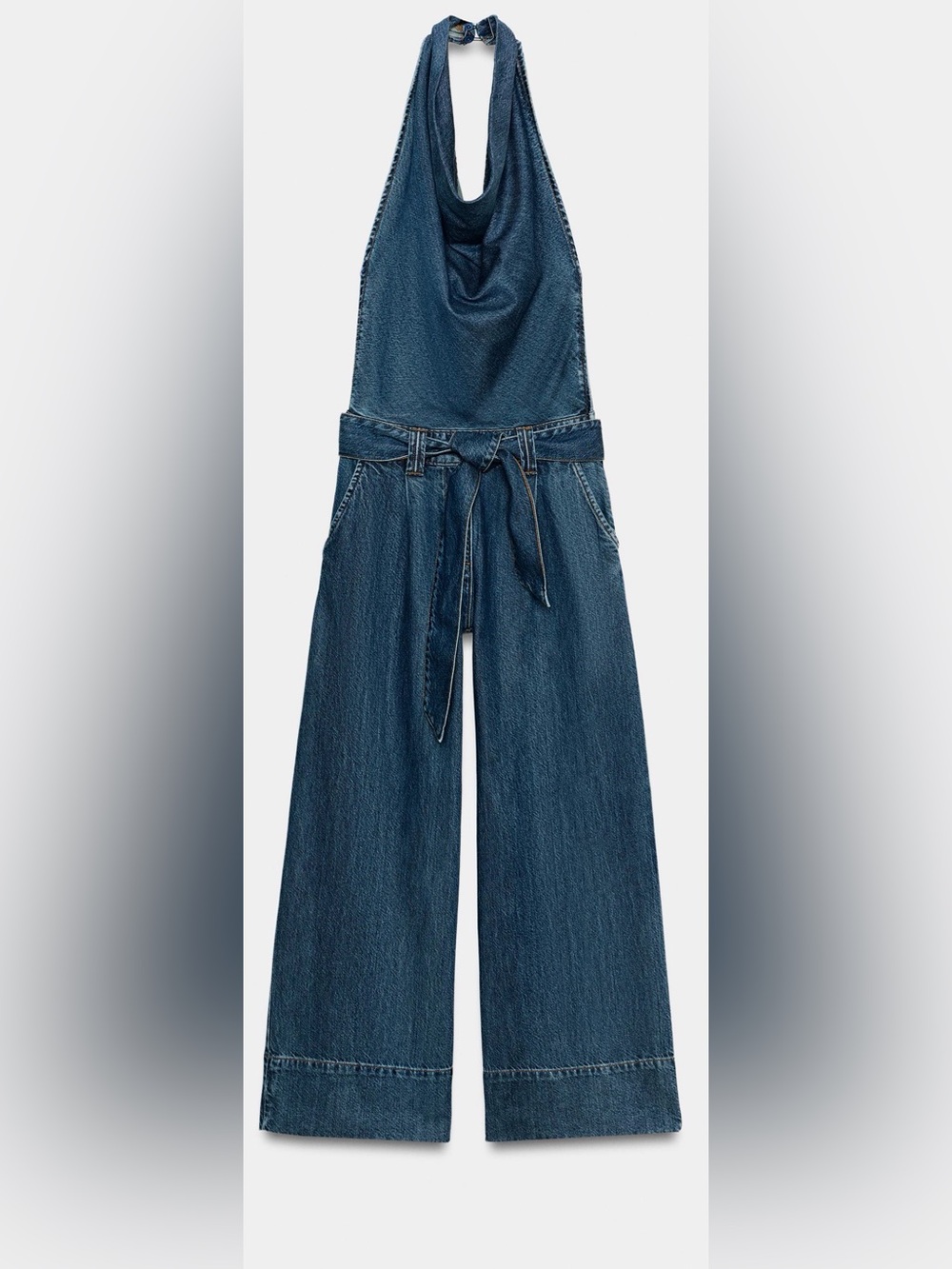 Zara Halter Denim Jumpsuit